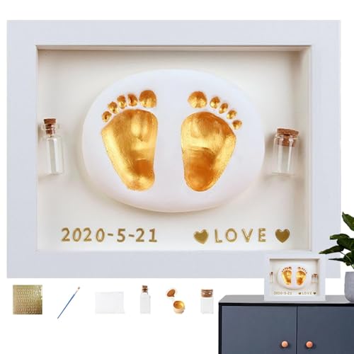 Baby-Fußabdruck-Set, Abdruck-Set für Babys, Set zur Herstellung von Handabdrücken und Fußabdrücken aus Holz | Andenken an das Baby, sichere handgefertigte Malerei Baby-Fußabdruck-Set, Abdruck-Set für Babys, Set zur Herstellung von Handabdrücken und Fußabdrücken aus Holz | Andenken an das Baby, sichere handgefertigte Malerei von Générique
