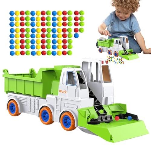 Bauauto, Baufahrzeuge Spielzeug | Push and Go Fahrzeuge – Fahrzeug mit Quetschperlen, frühes Lernspielzeug für Jungen und Mädchen ab 3 Jahren von Générique