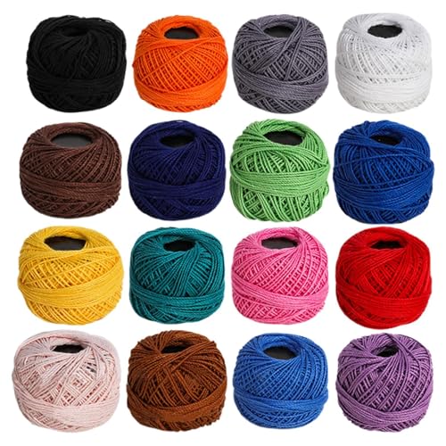 Baumwollgarn zum Häkeln, Regenbogengarn zum Häkeln, 16 Rollen Baumwollgarn in einfarbiger Farbe, Baumwollkugel-Strickgarn, 16 Rollen, für Frauen, Mama, Erwachsene Baumwollgarn zum Häkeln, Regenbogengarn zum Häkeln, 16 Rollen Baumwollgarn in einfarbiger Farbe, Baumwollkugel-Strickgarn, 16 Rollen, für Frauen, Mama, Erwachsene von Générique