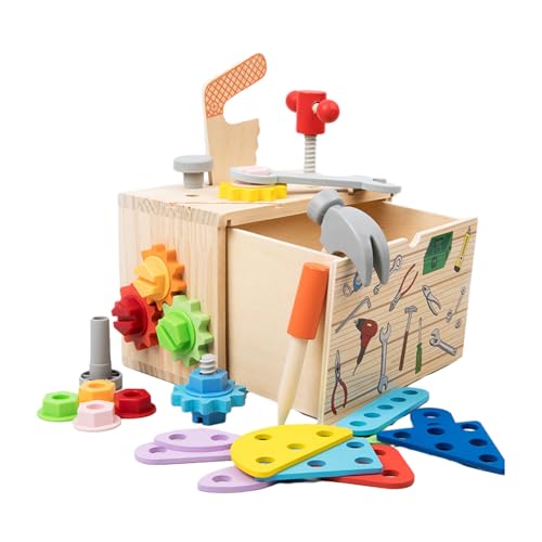 Behaupten Werkzeugset - Pädagogisches Rollenspiel, Toddler STEM Toy | Holzwerkzeugkasten, feine Geschicklichkeitsübungen, Holzbausatz, Lernset für Kinder Behaupten Werkzeugset - Pädagogisches Rollenspiel, Toddler STEM Toy | Holzwerkzeugkasten, feine Geschicklichkeitsübungen, Holzbausatz, Lernset für Kinder von Générique