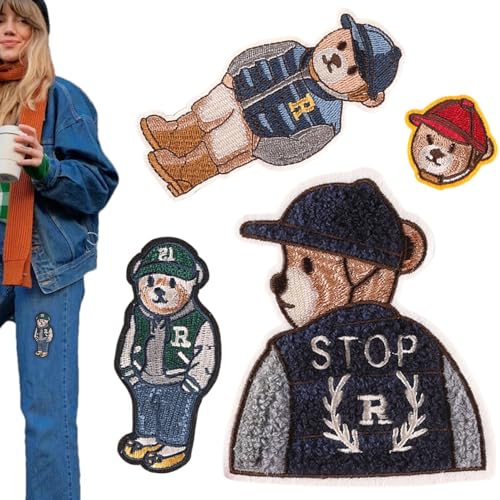 Bestickte Bären-Patches – bestickte Wege aus Eisen, Cartoon-Stickerei für Kleidung, 4 Stickplatten für Kleidung, Hut, Tasche, Kinderkleidung Bestickte Bären-Patches – bestickte Wege aus Eisen, Cartoon-Stickerei für Kleidung, 4 Stickplatten für Kleidung, Hut, Tasche, Kinderkleidung von Générique
