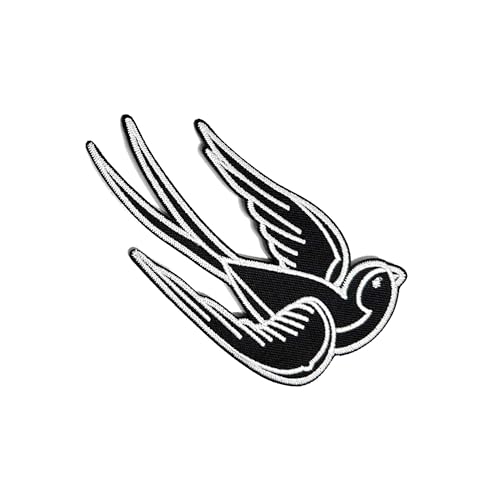 Bestickter Aufnäher zum Aufbügeln, Schwalbe, Vogel, Tattoo, Schwarz Bestickter Aufnäher zum Aufbügeln, Schwalbe, Vogel, Tattoo, Schwarz von Générique