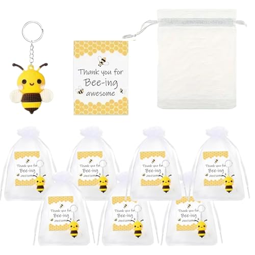 Biene Keychainn - Bee Thank You Set | Bienen Motto Favors | Inspirierendes Deckungsrennen mit Dankeskarte Organzabeutel | Urlaubsbedarf für die von Générique