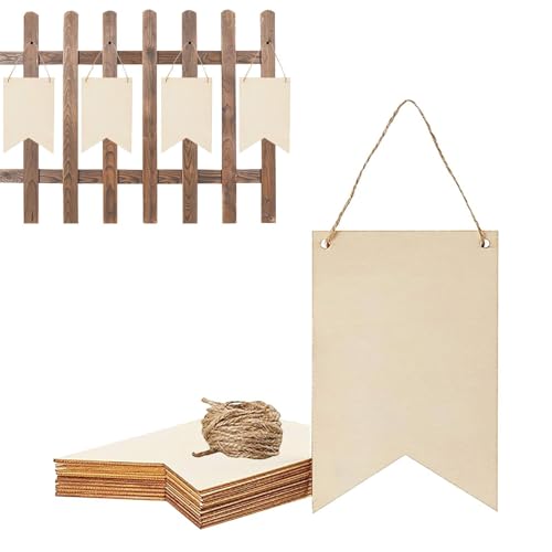 Blanko-Holzschilder für Kunsthandwerk, unfertiges Holzhandwerk, mit Seil, Hängeschild für Haustür, unvollendete Scheiben, zum Basteln, Weihnachten, Haus, Holid von Générique