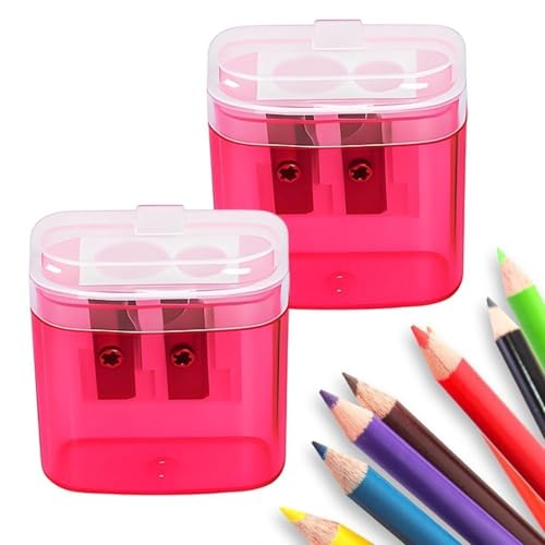 Bleistiftspitzer, manuell, 2 Löcher, Bleistiftspitzer mit Behälter, dick und dünn, Spitzer mit Behälter, klein, für Studenten, Schule, Haus, Büro von Générique