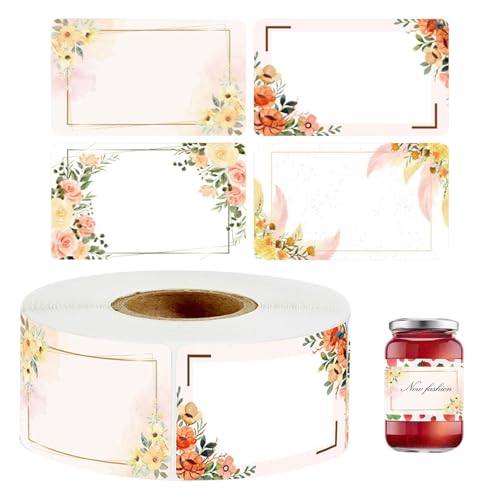Blumenaufkleber – Rollen für leere Etiketten für Einmachgläser und -Gläser, zum Einmachen und Basteln, beschreibbar und perfekt zum Dekorieren von Générique