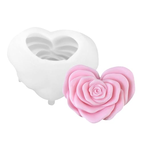 Blumenform aus Silikon, Formen für die Herstellung von Kerzen | Seifenform in Blumenherzform – wiederverwendbare Formen aus Epoxidharz, Zubehör zur Herstellung von Aromatherapie-Dekoration von Générique
