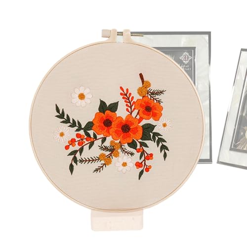 Blumenstickerei-Set, Blumenstickerei-Set, Blumenstickerei-Set für Erwachsene | Handgemachtes Bastelzubehör, botanisches Muster, Nadelstich-Set für Anfänger, geliefert Blumenstickerei-Set, Blumenstickerei-Set, Blumenstickerei-Set für Erwachsene | Handgemachtes Bastelzubehör, botanisches Muster, Nadelstich-Set für Anfänger, geliefert von Générique