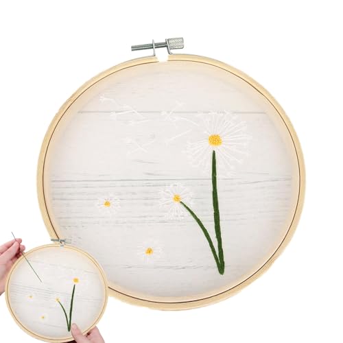 Blumenstickerei Set, Stickset für Anfänger, Stickset zum Üben von Stich, Handgemachte Stickerei mit Muster und Anleitung,Stofffäden, Nadeln, Stickbedarf von Générique