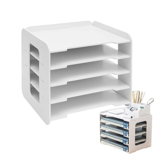 Briefablage Schreibtisch Organizer - Papiersortierhalter mit großer Kapazität, mehrstufiges Dokumententablett | Schreibtisch-Aufbewahrungsregal für Studienbürobedarf Briefablage Schreibtisch Organizer - Papiersortierhalter mit großer Kapazität, mehrstufiges Dokumententablett | Schreibtisch-Aufbewahrungsregal für Studienbürobedarf von Générique