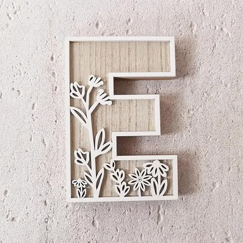 Buchstaben 5 Zoll 26 für Wanddekoration Blumen können auf Holz bemalt werden Kinderzimmerbuchstaben Holzbuchstaben für Handwerk Namensschilder Erhöhung Display (E, One Size) von Générique