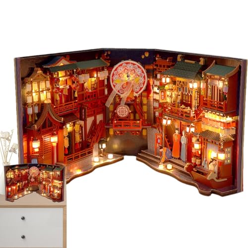 Buchstützen Puzzle aus Holz, Buchecke, Miniatur Booknook der Tang-Dynastie, Buchdekor mit LED-Licht, Buchecke, Buchständer, Miniaturraum, Modellbausätze Buchstützen Puzzle aus Holz, Buchecke, Miniatur Booknook der Tang-Dynastie, Buchdekor mit LED-Licht, Buchecke, Buchständer, Miniaturraum, Modellbausätze von Générique