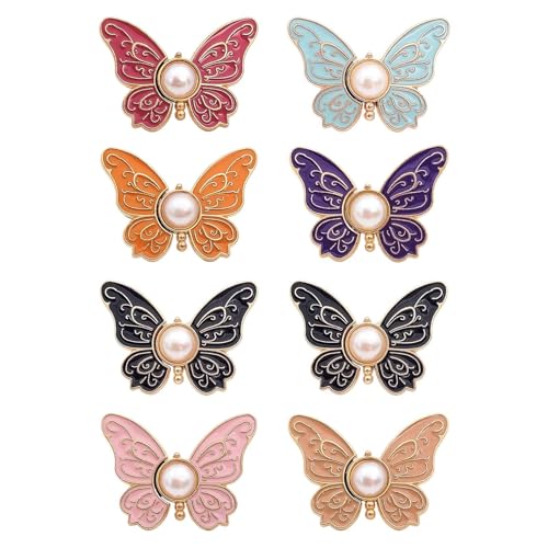 Buttons Pin, 8 x Butterfly-Shaped Jeansschnallen, verstellbar, wiederverwendbar, ohne Nähen, Clips für Coat, Jacke, Bluse, Kleid von Générique