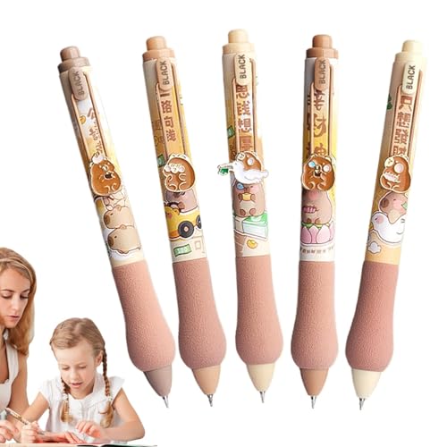 Capybara Gelschreiber, einziehbare Capybara-Kugelschreiber – Capybara-Kugelschreiber für sanftes Schreiben, Cartoon 5 x Stationery Rollerball School Supplies for Diary, Notizen, Meetings von Générique