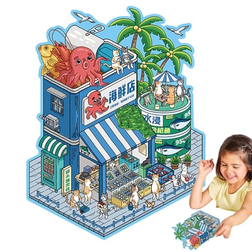 Cartoon Sticker, Miniatur Haus Niedliche Aufkleber, 8,27 x 0,04 Zoll 3D Effekt Visual Scrapbooking Kunst, Deko Kühlschrank Aufkleber, Telefonkasten und persönliche Accessoires von Générique