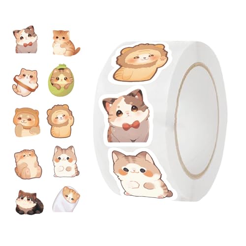 Cartoon Sticker Rolls, 500 Stück, für Kinder, Rolls, Cartoon, Katzen-Design, wasserfest, selbstklebend, Scrapbooking, Umschläge, Seals für Motivation und Dekoration Cartoon Sticker Rolls, 500 Stück, für Kinder, Rolls, Cartoon, Katzen-Design, wasserfest, selbstklebend, Scrapbooking, Umschläge, Seals für Motivation und Dekoration von Générique