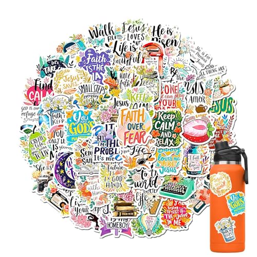 Christian Sticker-Pack – wasserdichte PVC-Etiketten, konfessionelle Bibelaufkleber | 50 x passendes Design mit glänzender Motivationsfunktion, Scrapbo-Aufkleber Christian Sticker-Pack – wasserdichte PVC-Etiketten, konfessionelle Bibelaufkleber | 50 x passendes Design mit glänzender Motivationsfunktion, Scrapbo-Aufkleber von Générique