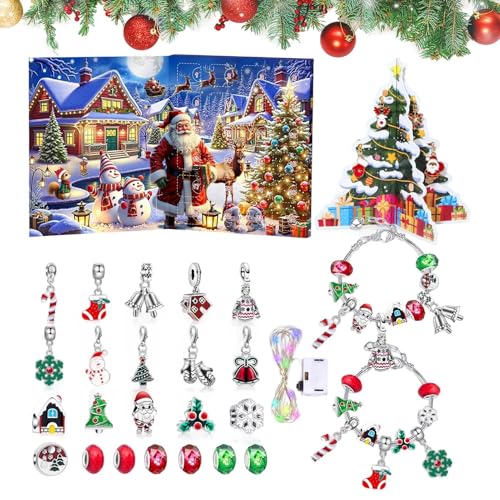 Christmass Jewellery Advent Calendarr Armband aus Zink | Handgefertigtes Schmuck-Set mit Licht | Christmass Jewellery Advent Calendarr von Générique