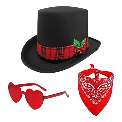 Cowboyhüte für Weihnachten, Cowboyhut, Cowboyhut, Partyhüte – 3 x Cowgirl-Hut, Vintage-Bandana-Brille in Herzform, verstellbare Weihnachtsparty-Hut, AC Cowboyhüte für Weihnachten, Cowboyhut, Cowboyhut, Partyhüte – 3 x Cowgirl-Hut, Vintage-Bandana-Brille in Herzform, verstellbare Weihnachtsparty-Hut, AC von Générique