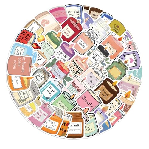 Decals Candle Stickers, Aromatherapy Candles Skateboard, 5,1 cm, tragbar, Fun Aesthetic, 50-teiliges Set, dekorativer Aufkleber für Studenten, Teacher, Jugendliche, Erwachsene, Zuhause, Klassenzimmer von Générique