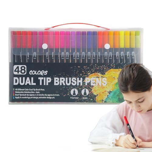 Doppelpinsel-Marker-Stifte – Pinselstifte mit doppelter Spitze | Stifte-Set zum Ausmalen mit doppelter Spitze für Erwachsene, nummerierte Farben, Marker mit doppelter Spitze Doppelpinsel-Marker-Stifte – Pinselstifte mit doppelter Spitze | Stifte-Set zum Ausmalen mit doppelter Spitze für Erwachsene, nummerierte Farben, Marker mit doppelter Spitze von Générique