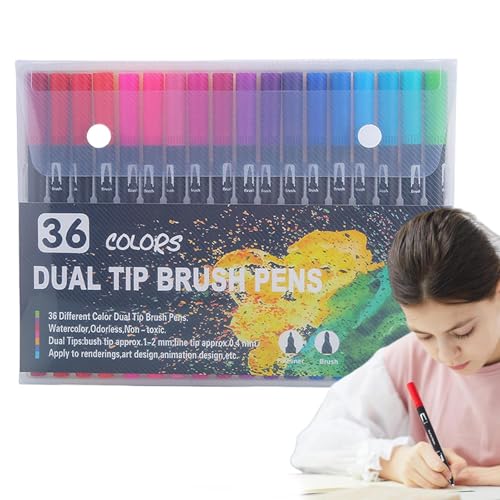 Doppelpinsel-Marker-Stifte – Pinselstifte mit doppelter Spitze | Stifte-Set zum Ausmalen mit doppelter Spitze für Erwachsene, nummerierte Farben, Marker mit doppelter Spitze Doppelpinsel-Marker-Stifte – Pinselstifte mit doppelter Spitze | Stifte-Set zum Ausmalen mit doppelter Spitze für Erwachsene, nummerierte Farben, Marker mit doppelter Spitze von Générique