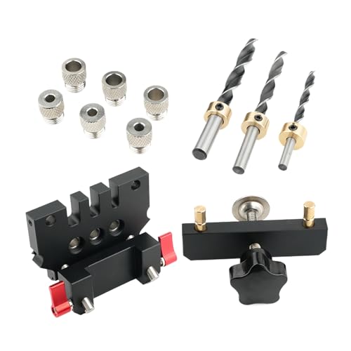 Doweling Jig Kit, Self Centering Guide, 3,94 x 4,72 Zoll Woodworking Drill Tool, Precise Hole Alignment, Multiple Bit Kompatibilität für Furniture Assembly, Carpentry, Cabinet Making Doweling Jig Kit, Self Centering Guide, 3,94 x 4,72 Zoll Woodworking Drill Tool, Precise Hole Alignment, Multiple Bit Kompatibilität für Furniture Assembly, Carpentry, Cabinet Making von Générique