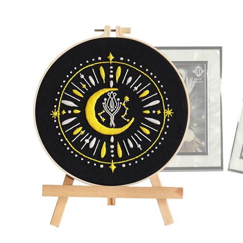 Einfache Sticksets für Anfänger, Punk-Stickerei-Kits für Anfänger, einfaches Tarotstich-Set mit Mondmuster | Nadelnadelstanzung bietet Stoffe für Erwachsene Einfache Sticksets für Anfänger, Punk-Stickerei-Kits für Anfänger, einfaches Tarotstich-Set mit Mondmuster | Nadelnadelstanzung bietet Stoffe für Erwachsene von Générique