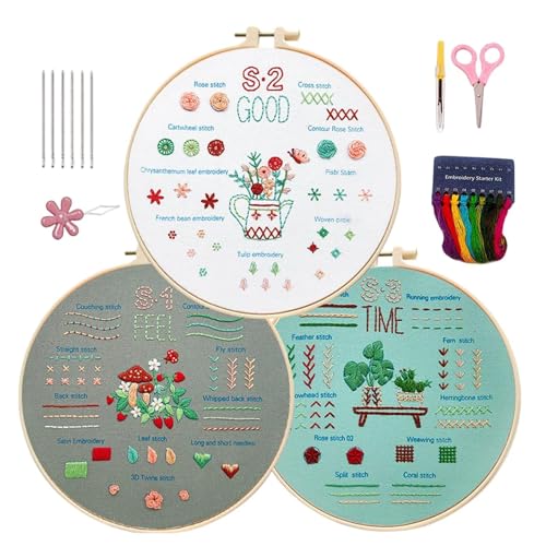 Einfache Sticksets für Anfänger, Stickset | 3 Sets Kreuzstich-Kits für Anfänger, Schritt-für-Schritt-Anleitung, Nadelstich-Kits, Nähset für Erwachsene P von Générique