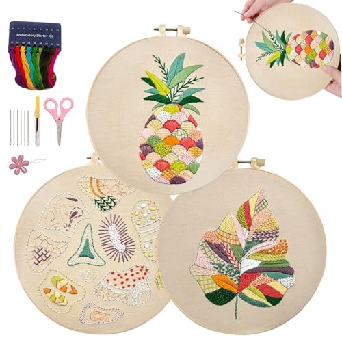 Einfache Sticksets für Anfänger, Stickset - 3 Sets Kreuzstich-Kits für Anfänger, Stickset Anfänger, Nähset für Erwachsene, Stickset zu Hause von Générique