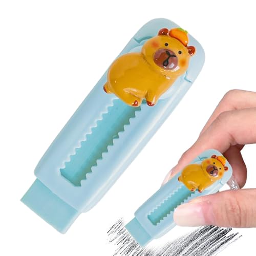 Einziehbarer Eraser – Sliding Eraser | Push Eraser | Cute Capybara Sliding Push Pull Pencil Eraser, Soft Cute Erasers, Art Erasers for Students Kids Drawing Painting, Schreiben, Pencil Eraser von Générique