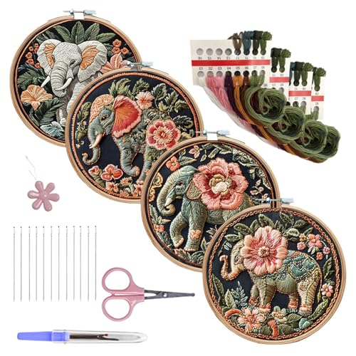 Elefanten-Stickerei, Elefanten-Stickerei-Set, Anfänger-Stickset für Erwachsene, Stickset aus Stoff zum Besticken für Kunsthandwerksliebhaber, handgemachte Stickerei für adul Elefanten-Stickerei, Elefanten-Stickerei-Set, Anfänger-Stickset für Erwachsene, Stickset aus Stoff zum Besticken für Kunsthandwerksliebhaber, handgemachte Stickerei für adul von Générique