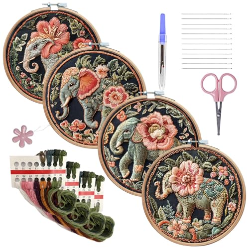 Elefanten-Stickerei-Sets für Erwachsene, Elefanten-Stickerei-Set | Anfänger-Stickset für Erwachsene – Elefantenmuster Praxis-Set, bunte Prägungsmuster Praxis-Set Elefanten-Stickerei-Sets für Erwachsene, Elefanten-Stickerei-Set | Anfänger-Stickset für Erwachsene – Elefantenmuster Praxis-Set, bunte Prägungsmuster Praxis-Set von Générique