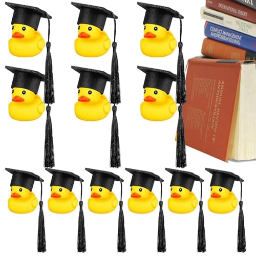 Enten aus Gummi – weiche Enten aus Gummi mit schwarzem Hut, niedliches Geschenk zum Schulabschluss für Kinderdusche, Geburtstagsfeier, Mottoparty Enten aus Gummi – weiche Enten aus Gummi mit schwarzem Hut, niedliches Geschenk zum Schulabschluss für Kinderdusche, Geburtstagsfeier, Mottoparty von Générique