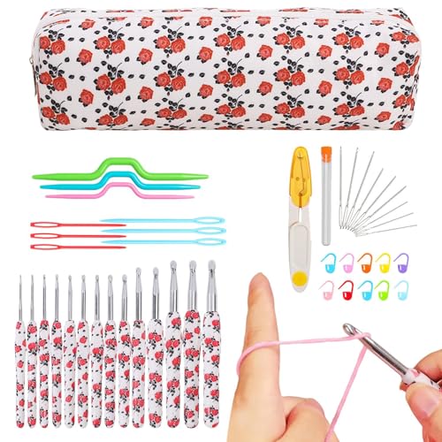 Ergonomische Häkelnadeln - Häkelset, Handstrick-Kunstwerkzeuge für Häkelbegeisterte | Ergonomisches Häkelnadel-Set, 14-teiliges Häkelnadel-Set für Anfänger mit Schraubstock Ergonomische Häkelnadeln - Häkelset, Handstrick-Kunstwerkzeuge für Häkelbegeisterte | Ergonomisches Häkelnadel-Set, 14-teiliges Häkelnadel-Set für Anfänger mit Schraubstock von Générique