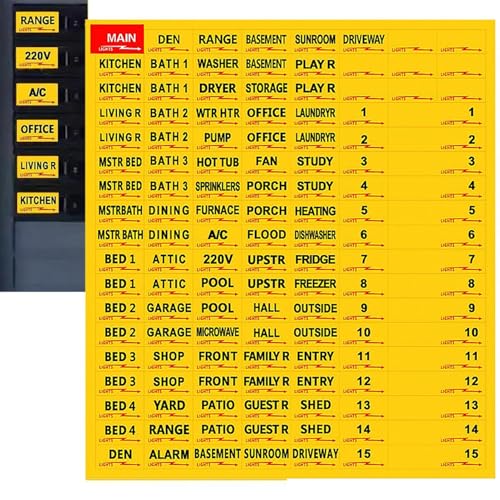 Etiketten für Schalttafel, selbstklebend, wasserdicht, Identifikationsaufkleber für Elektrogehäuse, abnehmbare und farbige elektrische Marker für Schlafzimmer, Wohnzimmer, Untergeschoss und Garage Etiketten für Schalttafel, selbstklebend, wasserdicht, Identifikationsaufkleber für Elektrogehäuse, abnehmbare und farbige elektrische Marker für Schlafzimmer, Wohnzimmer, Untergeschoss und Garage von Générique