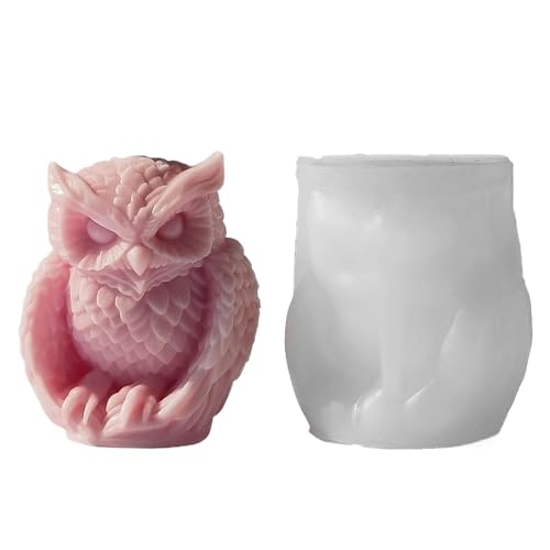 Eule Gießform Eule Form Wiederverwendbare Eulen Herstellung Silikonform Tierliebe Anfänger Benetzung der Tierstatue Paar Familie Fun Forg- For Candle, Putz von Générique