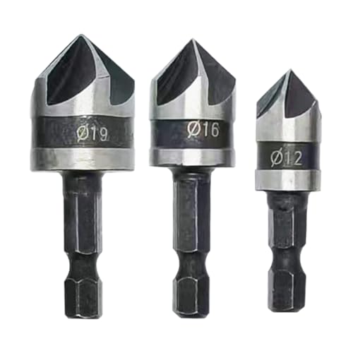 Fasenfräser, sechseckiges Frässet für Anfasen – Set mit 3 Bits für 90 Grad zur Beseitigung von Schlieren und Reparatur auf Holz Fasenfräser, sechseckiges Frässet für Anfasen – Set mit 3 Bits für 90 Grad zur Beseitigung von Schlieren und Reparatur auf Holz von Générique