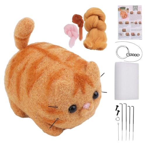Filz-Starter-Kits für Anfänger, handgefertigtes Nadelfilz-Set, Katzenpuppen-Set, handgefertigt, Nadelfilz, Bastelset mit Schritt-für-Schritt-Anleitung von Générique