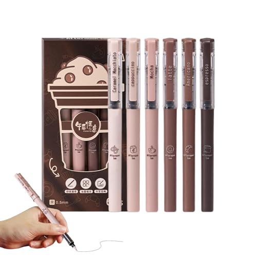 Flüssiger Tintenstift, 6-fach-Themen-Gel-Tintenstift, tragbares Kugelschreiber-Set, ästhetisches Schreibwaren für Zuhause, Studio, Schule von Générique