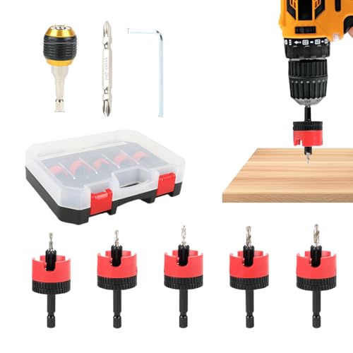 Fräsbohrer-Set, 7-teilig, Fräsbohrer für Holz, verstellbare Tiefe, Sechskant-Anschluss 6 mm, mit Begrenzung für Lochmontage, Taschenmontage Fräsbohrer-Set, 7-teilig, Fräsbohrer für Holz, verstellbare Tiefe, Sechskant-Anschluss 6 mm, mit Begrenzung für Lochmontage, Taschenmontage von Générique