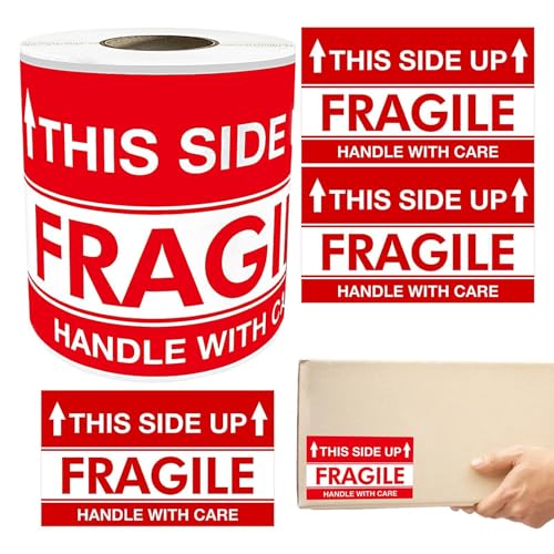 Fragile Aufkleber für den Versand – Permanente Warnaufkleber 7,6 x 12,7 cm für Umzugsboxen, Verpackungsaufkleber | zerbrechliche und langlebige Aufkleber für Taschen von Générique