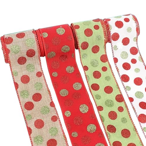 Für Bastelarbeiten – Geschenkband bedruckt mit Punkten, Weihnachtsdekorationen – Band für Geschenkverpackungen – vielseitiges Weihnachtsdekorationsband für Treppenfenster von Générique