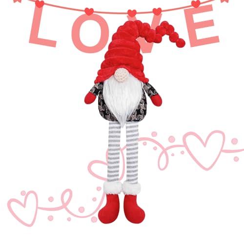 GNOME Valentinstag-Dekorationen – Gnom-Ornamente aus Plüsch, handgefertigte Tischdekoration Tomte Set | Skandinavisch Swedish Gnome Dolls mit Herzhüten, von Générique