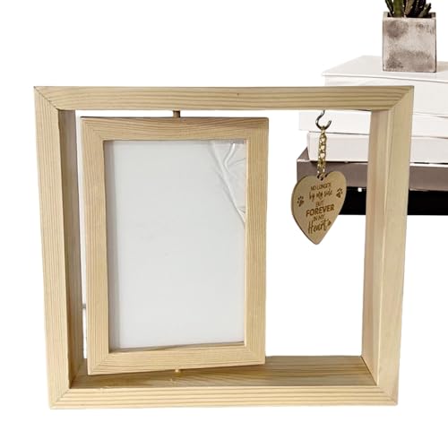 Gedenk-Bilderrahmen für Haustiere, Bilderrahmen aus Holz für Katzen, Büro-Memorial aus Holz, herzförmiger Anhänger für Hunde, Tischdekoration für Zuhause, Gedenktafel von Générique