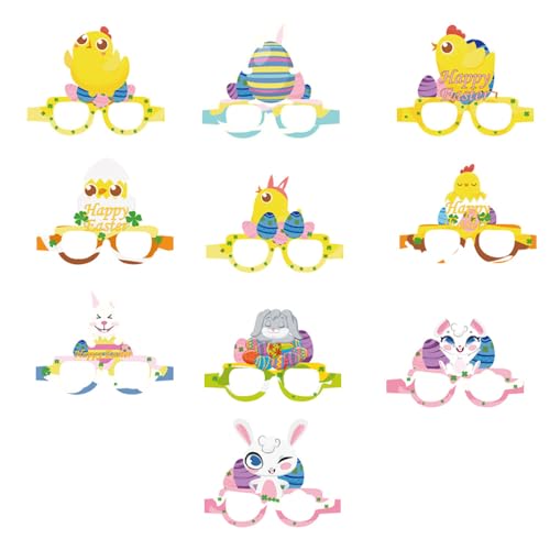 Générique 10 Stück Osterhase Brille Partyrahmen Osterbrille Osterbrille Partydeko für Erwachsene Kinder Ostern Deko Geschenke von Générique