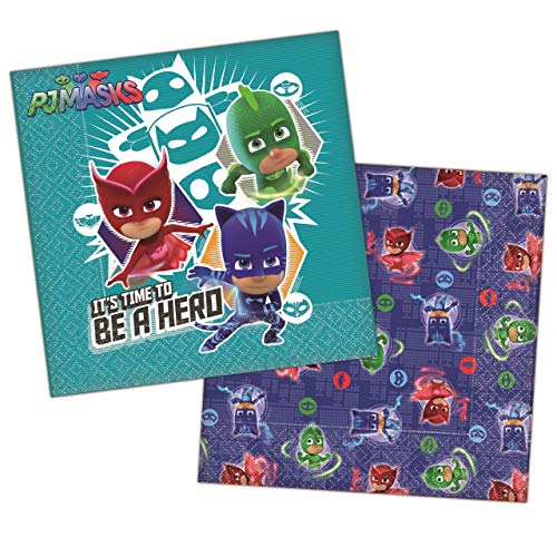 Generique - 16 Servietten in Blau PJ Masks 33 x 33 cm von PJ Masks