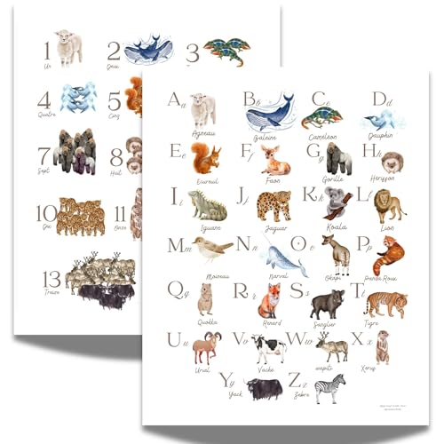 Générique A3 Alphabet-Poster mit Buchstaben und lustigen Tieren, 350 g/m², 2 Stück, A3-Poster, pädagogische Dekoration für Kinderzimmer und Klassenzimmer Générique A3 Alphabet-Poster mit Buchstaben und lustigen Tieren, 350 g/m², 2 Stück, A3-Poster, pädagogische Dekoration für Kinderzimmer und Klassenzimmer von Générique