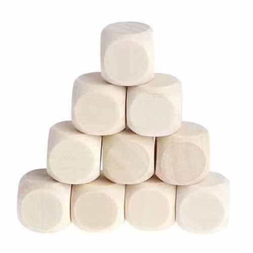 Générique Blanko-Würfel, glatte Holzblöcke für Handwerk – quadratische Blöcke ohne Quadrate, 6-seitige Holzwürfel mit abgerundeten Ecken für Bastelprojekte von Générique