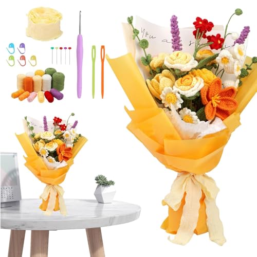 Générique Blumen-Häkelset - Lustige Bastelbedarf, Laptop-Zubehör für Frauen, Männer, Häkelblumen-Set | Buntes Starter-Set von Générique
